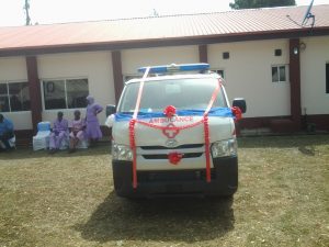 The ambulance parked beside the refurbished ward