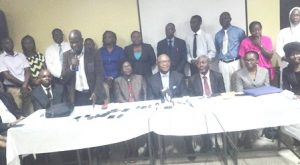 The CMD, Prof. Chris Bode (4th from right)  with Dr. Femi Fasanmade, and prof. jane Ajuluchukwu (to his left and right respectively) surrounded by members of the team
