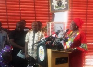 Ag.Director General NAFDAC, Mrs. Yetunde Oni at the joint press conference.