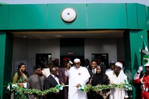 President Buhari commissioning the "revitalised" Kuchigoro PHC yesterday